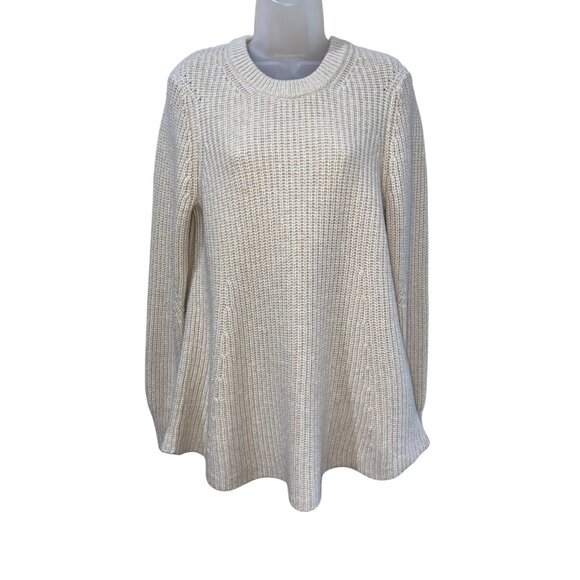 New Athleta Sierra Crew Neck Sweater Pullover Swing Coconut Cream Ivory Ribbed K - Picture 2 of 8